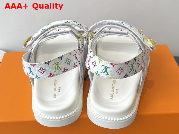 LV x TM LV Sunset Flat Comfort Sandal White Multicolored Monogram Coated Canvas Replica