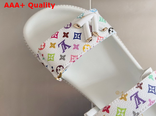 LV x TM LV Sunset Flat Comfort Sandal in White Multicolored Monogram Coated Canvas 1AGXER Replica