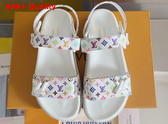 LV x TM LV Sunset Flat Comfort Sandal in White Multicolored Monogram Coated Canvas 1AGXER Replica