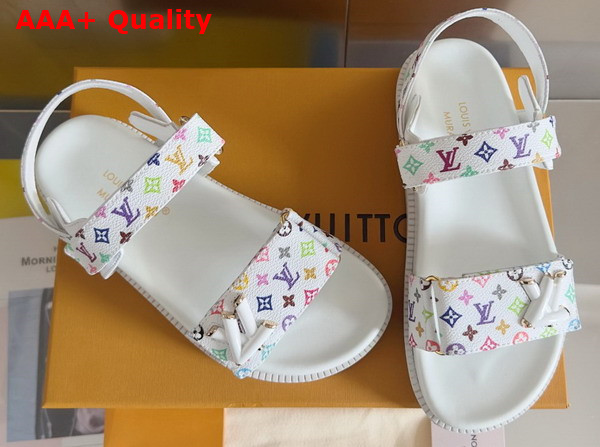 LV x TM LV Sunset Flat Comfort Sandal in White Multicolored Monogram Coated Canvas 1AGXER Replica