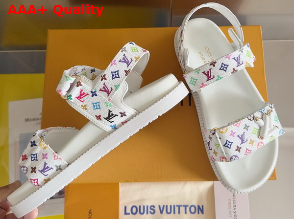 LV x TM LV Sunset Flat Comfort Sandal in White Multicolored Monogram Coated Canvas 1AGXER Replica
