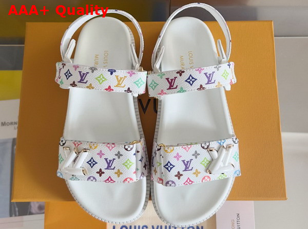 LV x TM LV Sunset Flat Comfort Sandal in White Multicolored Monogram Coated Canvas 1AGXER Replica