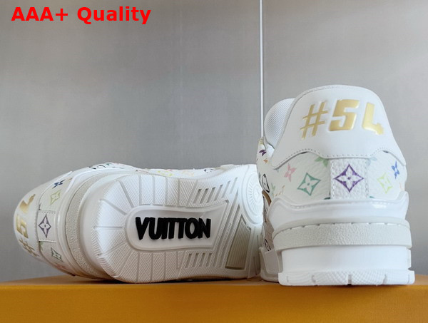 LV x TM LV Trainer Sneaker Blanc Multicolored Grained Calf Leather 1AGZDN Replica