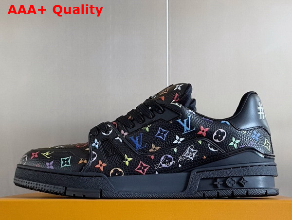 LV x TM LV Trainer Sneaker Noir Multicolored Grained Calf Leather 1AGZE3 Replica