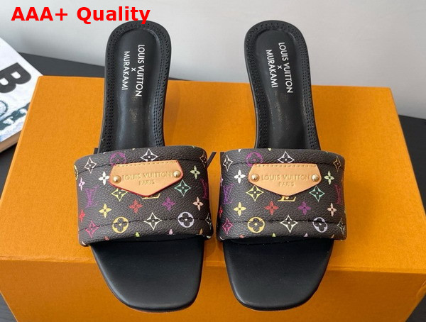 LV x TM Lily Mule in Black Multicolored Monogram Coated Canvas Replica