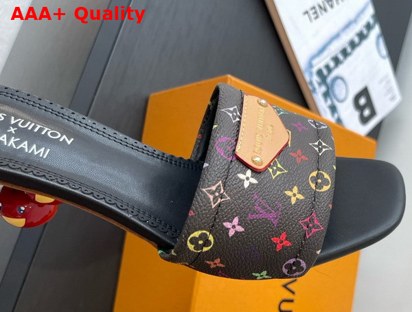 LV x TM Lily Mule in Black Multicolored Monogram Coated Canvas Replica