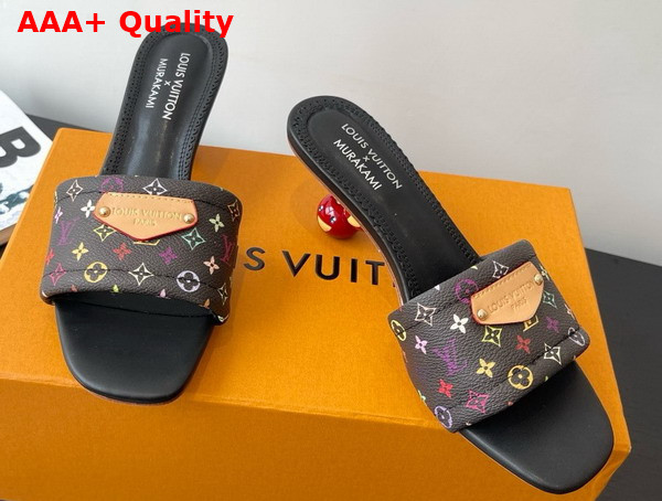 LV x TM Lily Mule in Black Multicolored Monogram Coated Canvas Replica