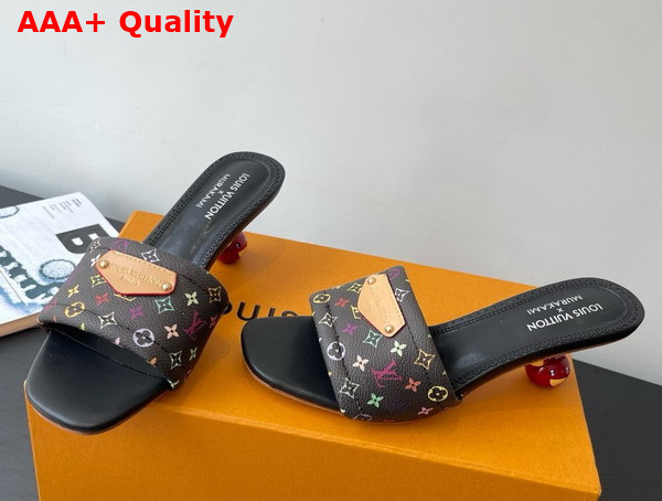 LV x TM Lily Mule in Black Multicolored Monogram Coated Canvas Replica