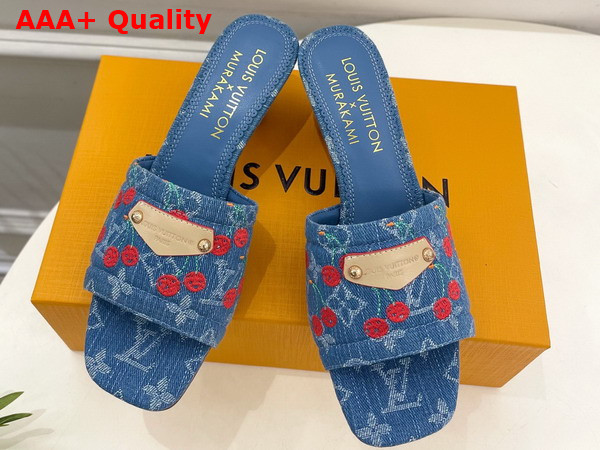 LV x TM Lily Mule in Blue Monogram Cherry Denim 1AHLTF Replica