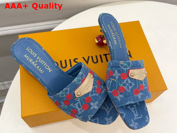 LV x TM Lily Mule in Blue Monogram Cherry Denim 1AHLTF Replica
