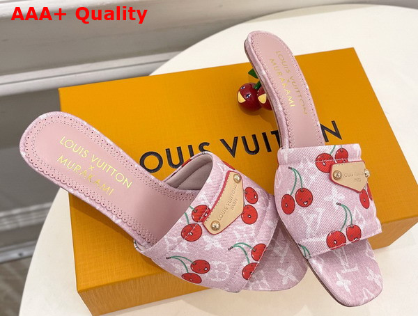 LV x TM Lily Mule in Pink Monogram Cherry Denim Replica
