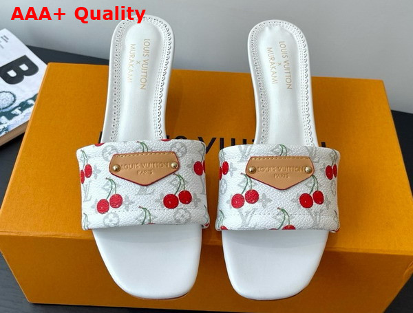 LV x TM Lily Mule in White Monogram Cherry Coated Canvas Replica