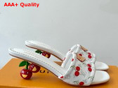 LV x TM Lily Mule in White Monogram Cherry Coated Canvas Replica