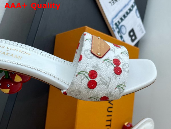 LV x TM Lily Mule in White Monogram Cherry Coated Canvas Replica