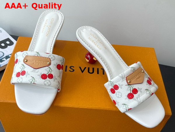 LV x TM Lily Mule in White Monogram Cherry Coated Canvas Replica