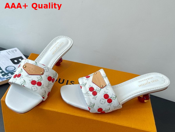 LV x TM Lily Mule in White Monogram Cherry Coated Canvas Replica