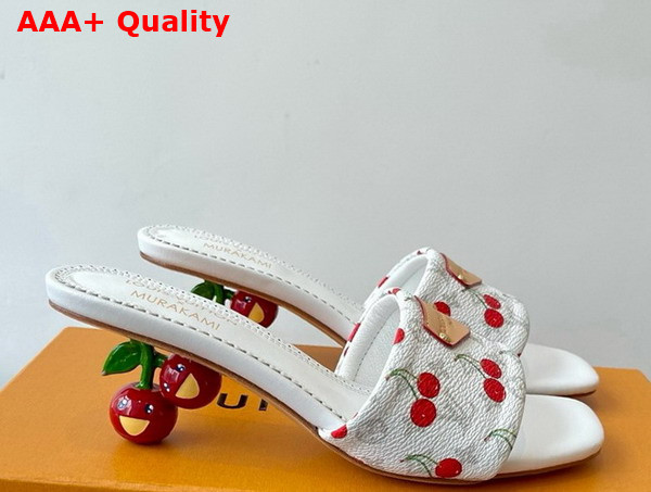 LV x TM Lily Mule in White Monogram Cherry Coated Canvas Replica