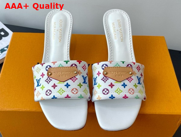 LV x TM Lily Mule in White Multicolored Monogram Coated Canvas Replica