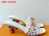 LV x TM Lily Mule in White Multicolored Monogram Coated Canvas Replica