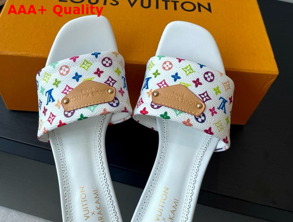 LV x TM Lily Mule in White Multicolored Monogram Coated Canvas Replica