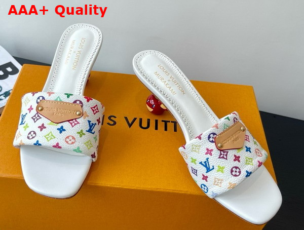 LV x TM Lily Mule in White Multicolored Monogram Coated Canvas Replica