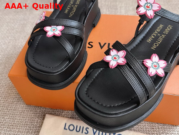 LV x TM Maya Platform Sandal in Black Epi Grained Calf Leather Replica