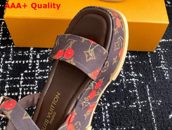LV x TM Maya Platform Sandal in Brown Monogram Cherry Coated Canvas Replica