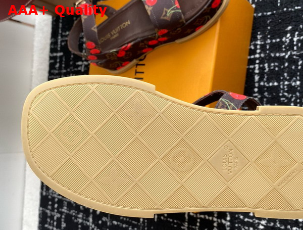 LV x TM Maya Platform Sandal in Brown Monogram Cherry Coated Canvas Replica