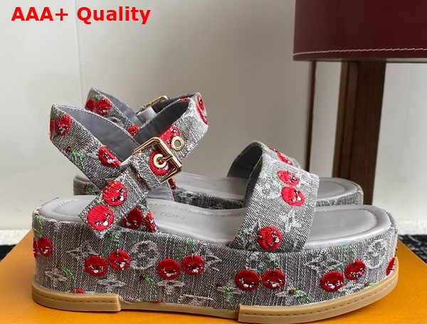 LV x TM Maya Platform Sandal in Gray Monogram Cherry Denim Replica