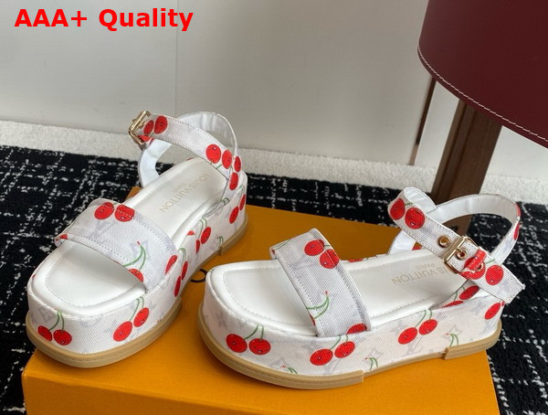 LV x TM Maya Platform Sandal in Monogram Cherry Coated Canvas 1AHNSL Replica