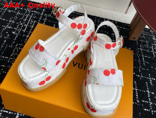 LV x TM Maya Platform Sandal in Monogram Cherry Coated Canvas 1AHNSL Replica