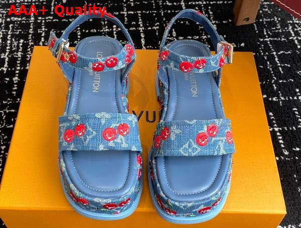 LV x TM Maya Platform Sandal in Monogram Cherry Denim 1AHNYD Replica