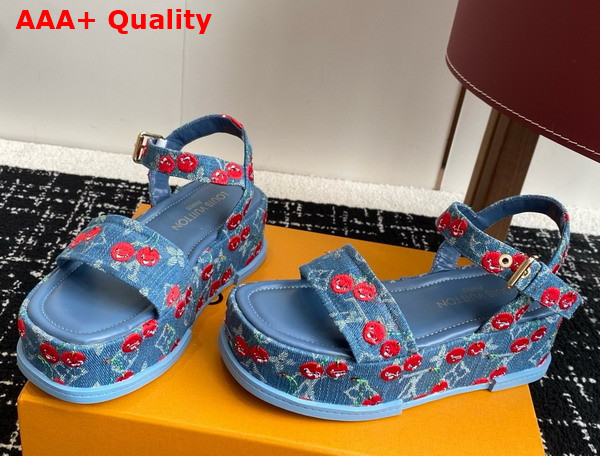 LV x TM Maya Platform Sandal in Monogram Cherry Denim 1AHNYD Replica