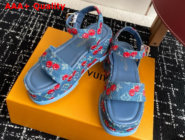 LV x TM Maya Platform Sandal in Monogram Cherry Denim 1AHNYD Replica