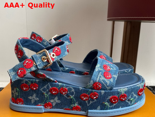 LV x TM Maya Platform Sandal in Monogram Cherry Denim 1AHNYD Replica