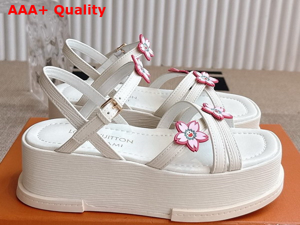 LV x TM Maya Platform Sandal in White Epi Grained Calf Leather Replica