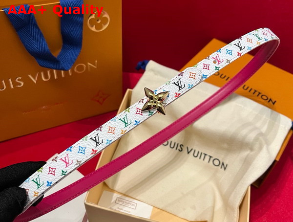 LV x TM Mini Flowergram 15mm Reversible Belt White Fuchsia Monogram Multicolor Coated Canvas M8992Y Replica