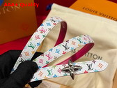 LV x TM Mini Flowergram 15mm Reversible Belt White Fuchsia Monogram Multicolor Coated Canvas M8992Y Replica