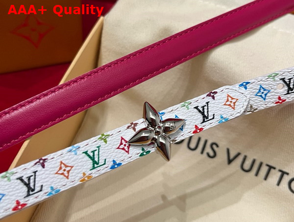 LV x TM Mini Flowergram 15mm Reversible Belt White Fuchsia Monogram Multicolor Coated Canvas M8992Y Replica