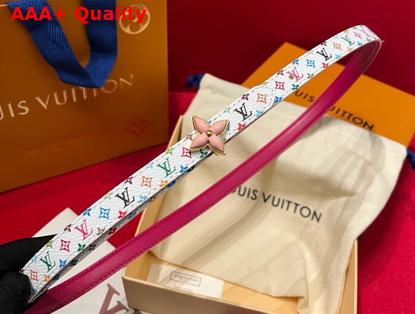 LV x TM Mini Flowergram 15mm Reversible Belt White Fuchsia Monogram Multicolor Coated Canvas M8992Y Replica