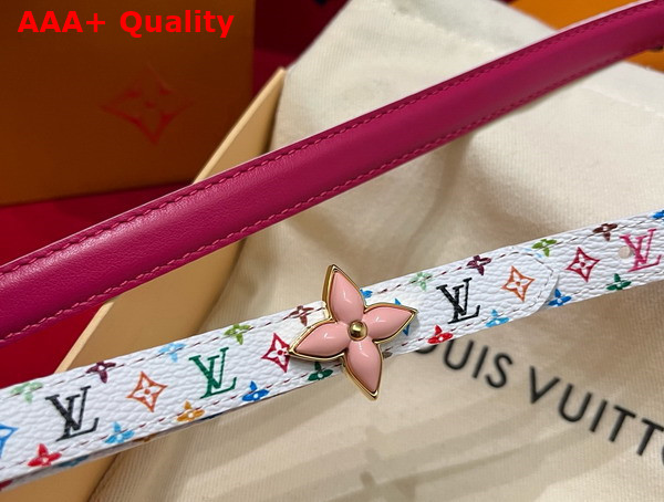 LV x TM Mini Flowergram 15mm Reversible Belt White Fuchsia Monogram Multicolor Coated Canvas M8992Y Replica