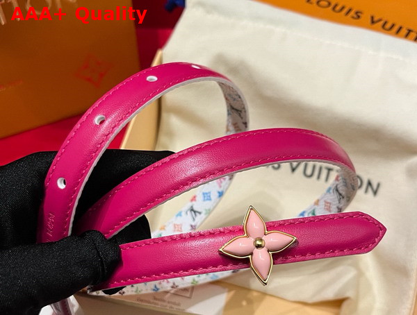 LV x TM Mini Flowergram 15mm Reversible Belt White Fuchsia Monogram Multicolor Coated Canvas M8992Y Replica