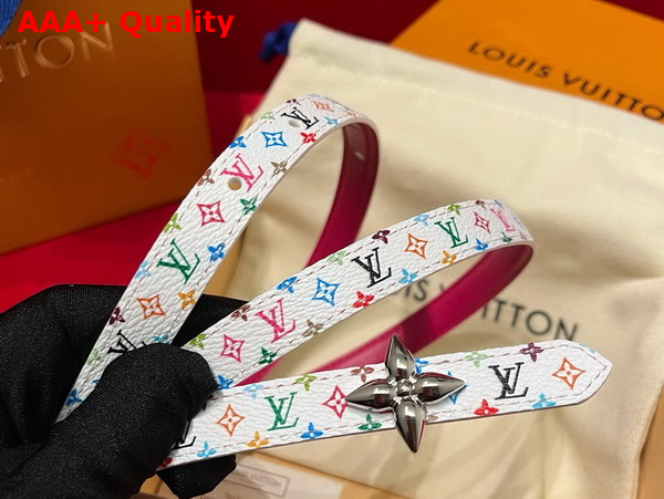 LV x TM Mini Flowergram 15mm Reversible Belt White Fuchsia Monogram Multicolor Coated Canvas M8992Y Replica