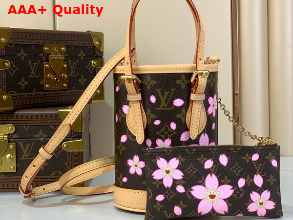 LV x TM Nano Bucket Bag in Sakura Brown Monogram Coated Canvas M13417 Replica