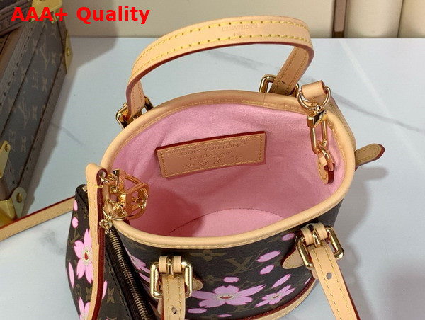 LV x TM Nano Bucket Bag in Sakura Brown Monogram Coated Canvas M13417 Replica