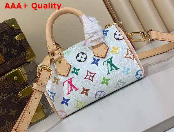 LV x TM Nano Speedy in Muticolore Blanc Monogram Coated Canvas M13391 Replica