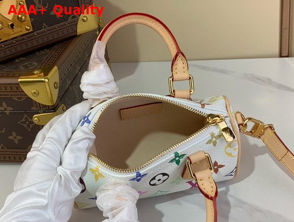 LV x TM Nano Speedy in Muticolore Blanc Monogram Coated Canvas M13391 Replica
