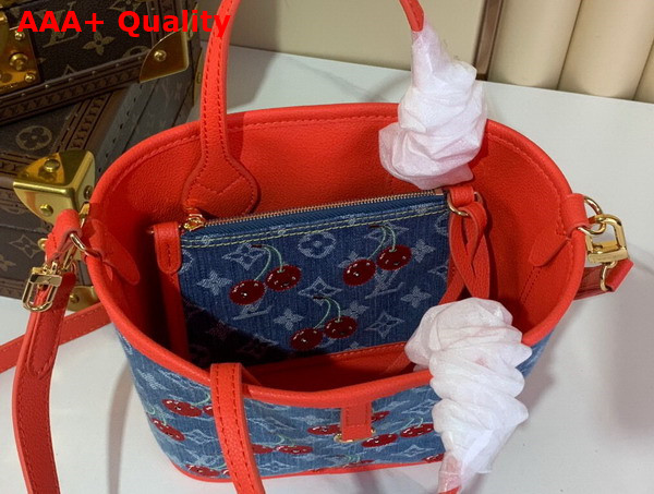 LV x TM Neverfull Inside Out BB Monogram Cherry Denim M14997 Replica