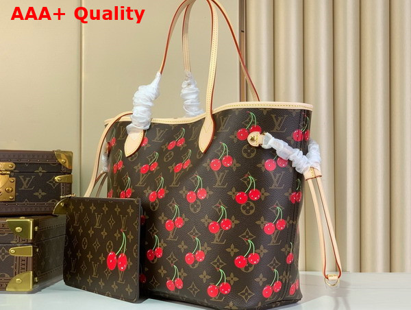 LV x TM Neverfull MM Handbag in Monogram Cherry Coated Canvas M13263 Replica