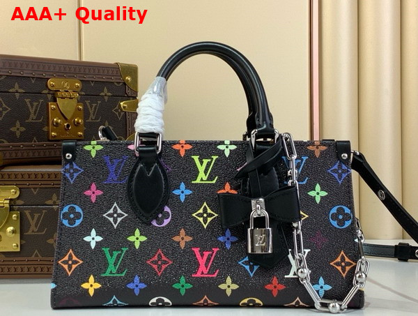 LV x TM Onthego East West Chain Handbag in Black Multicolored Monogram Coated Canvas M13260 Replica